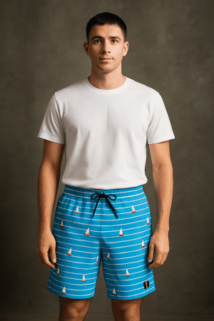 Blue Shark Striped Shorts