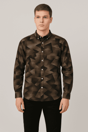 Brown Abstract Zigzag Shirt