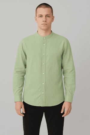 Light Green Mandarin Collar Shirt