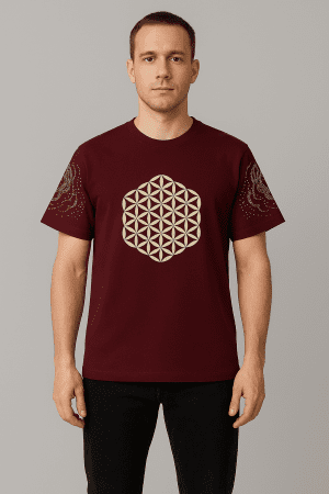 Maroon Geometric Pattern Tee
