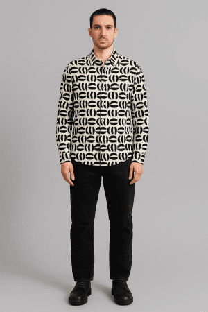 Monochrome Brushstroke Long Sleeve Shirt