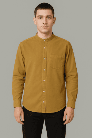 Mustard Mandarin Collar Shirt