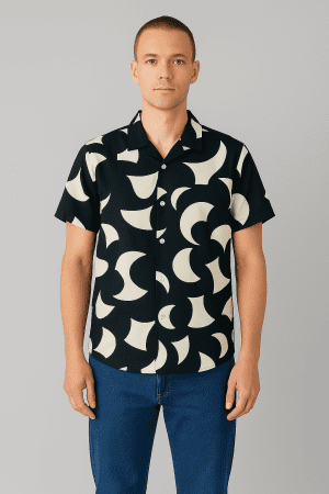 Olive White Geometric Shirt